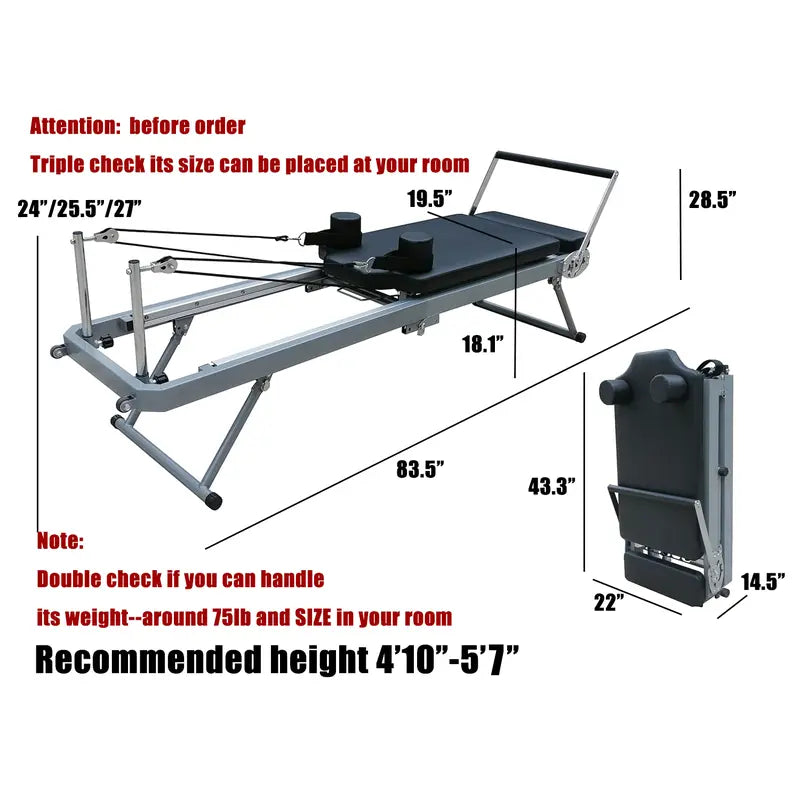 Nexace Pilates Reformer Machine ,Foldable Pilates Machine Equipment for Home