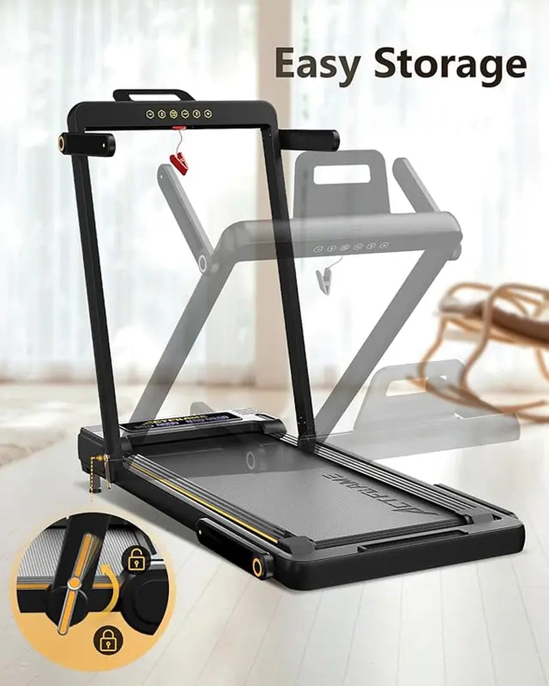 【With Adjustable Electric Lift】Treadmill with Incline, 3 in 1 Walking Pad Treadmill for Home Office, 2.5HP under Desk Treadmill with Remote, Auto Incline Foldable Treadmill 265 Capacity, LED Display for Walking Running