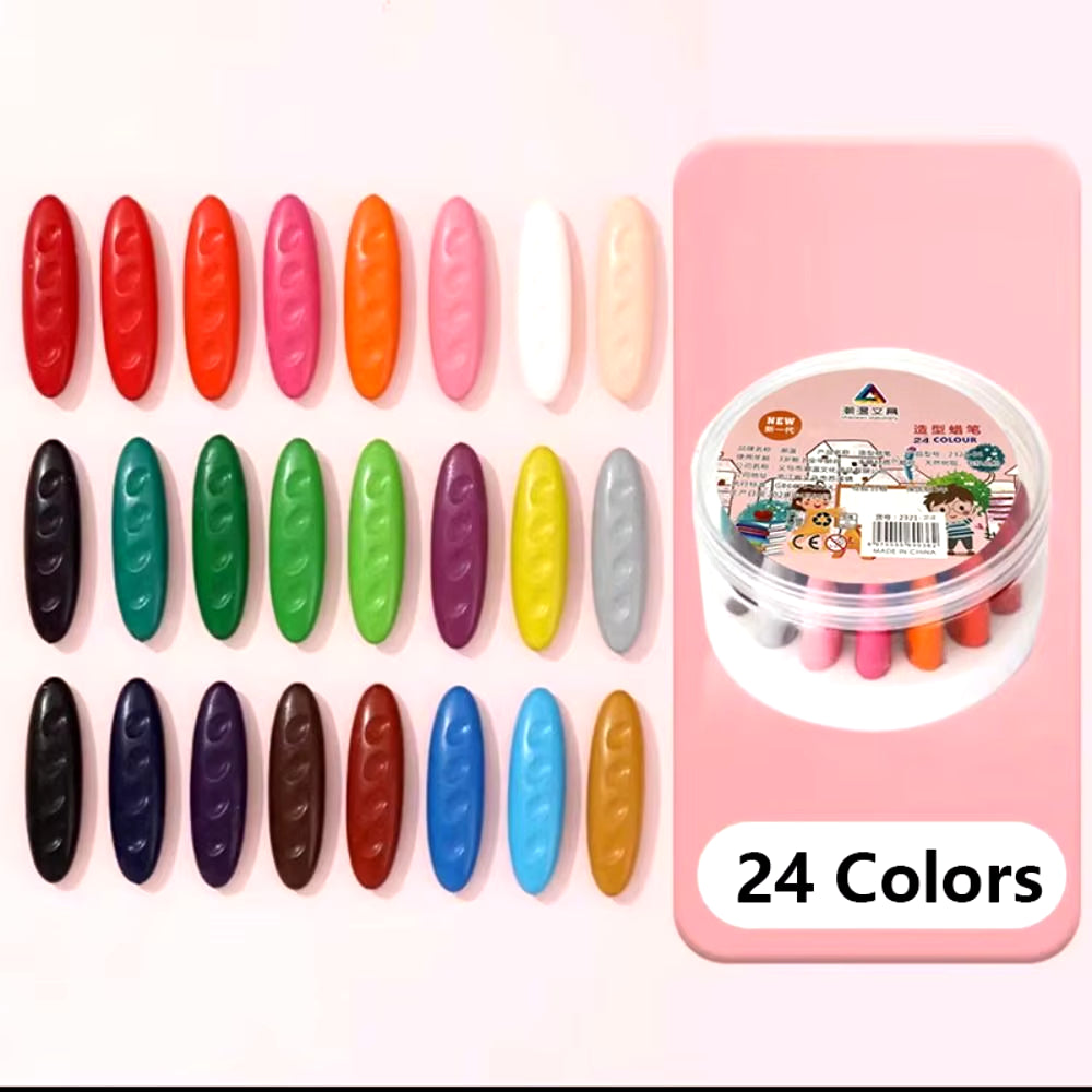 12/24/36 Colors Do Not Dirty Hands Plastic Crayon Plastic Erasable Painting Tools Peanut Shaped Washable Colored Crayon