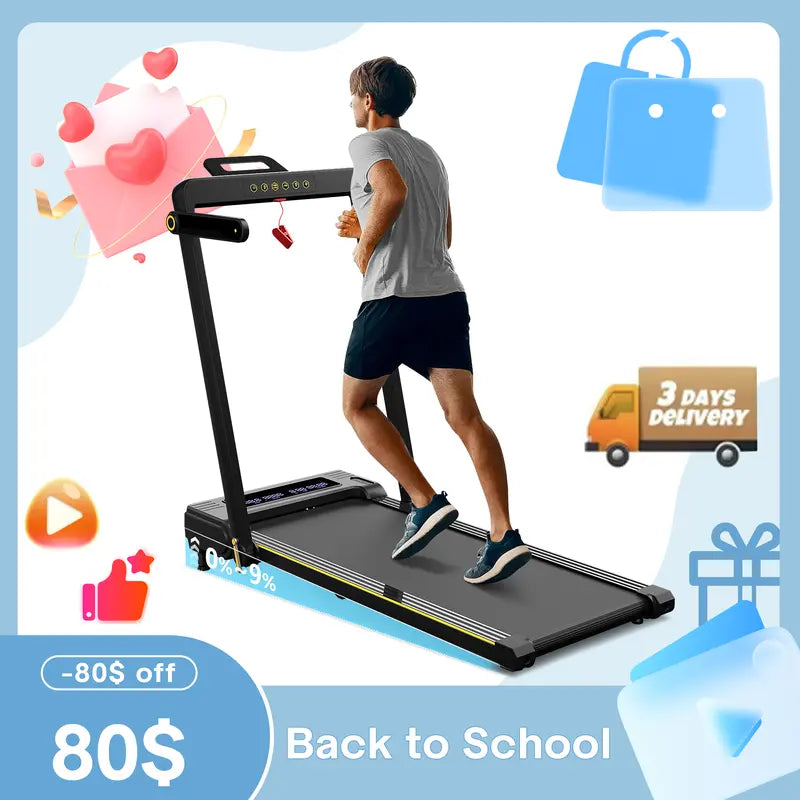 【With Adjustable Electric Lift】Treadmill with Incline, 3 in 1 Walking Pad Treadmill for Home Office, 2.5HP under Desk Treadmill with Remote, Auto Incline Foldable Treadmill 265 Capacity, LED Display for Walking Running