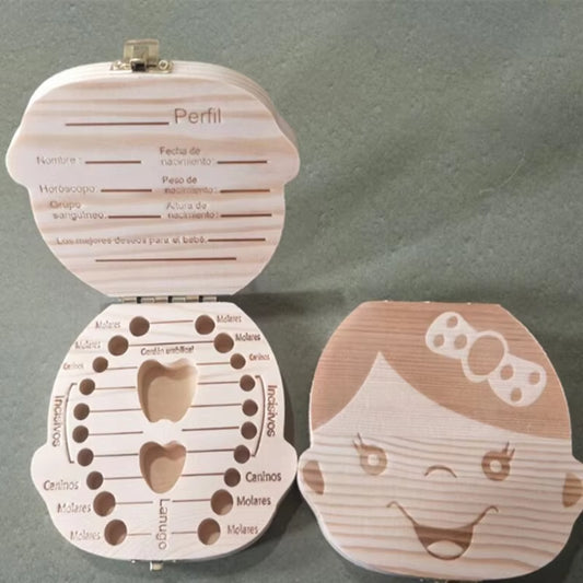 Wooden Men and Women Baby Teething Box Teeth Lanugo Umbilical Cord Collection Box Baby Teething Storage Box Souvenir Box