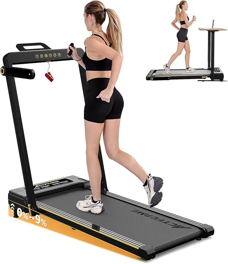 【With Adjustable Electric Lift】Treadmill with Incline, 3 in 1 Walking Pad Treadmill for Home Office, 2.5HP under Desk Treadmill with Remote, Auto Incline Foldable Treadmill 265 Capacity, LED Display for Walking Running