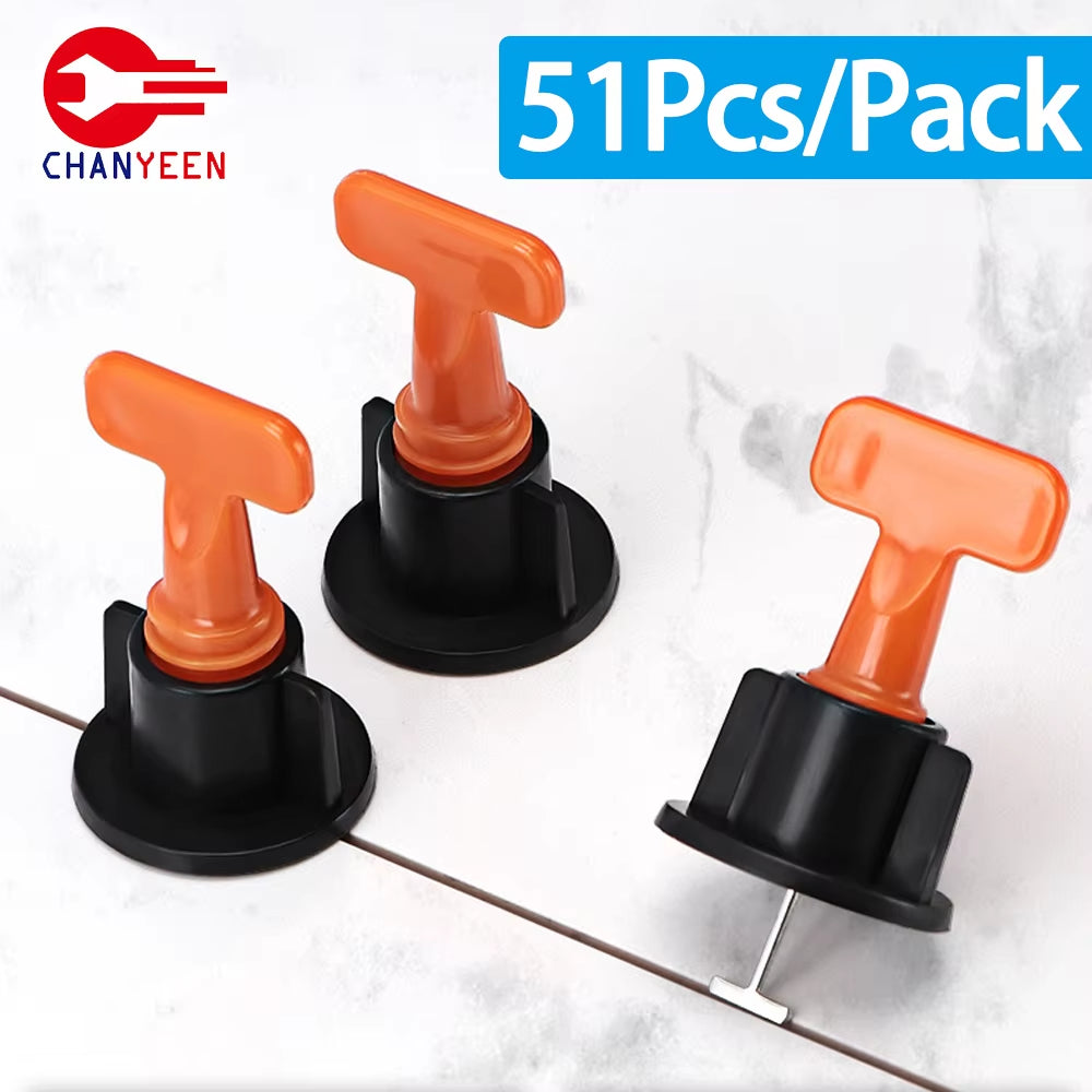 51Pcs Floor Tile Leveling System Clips Spacers Porcelain Ceramic Leveler Kit for Tile Laying Wall Fixing Construction Tools