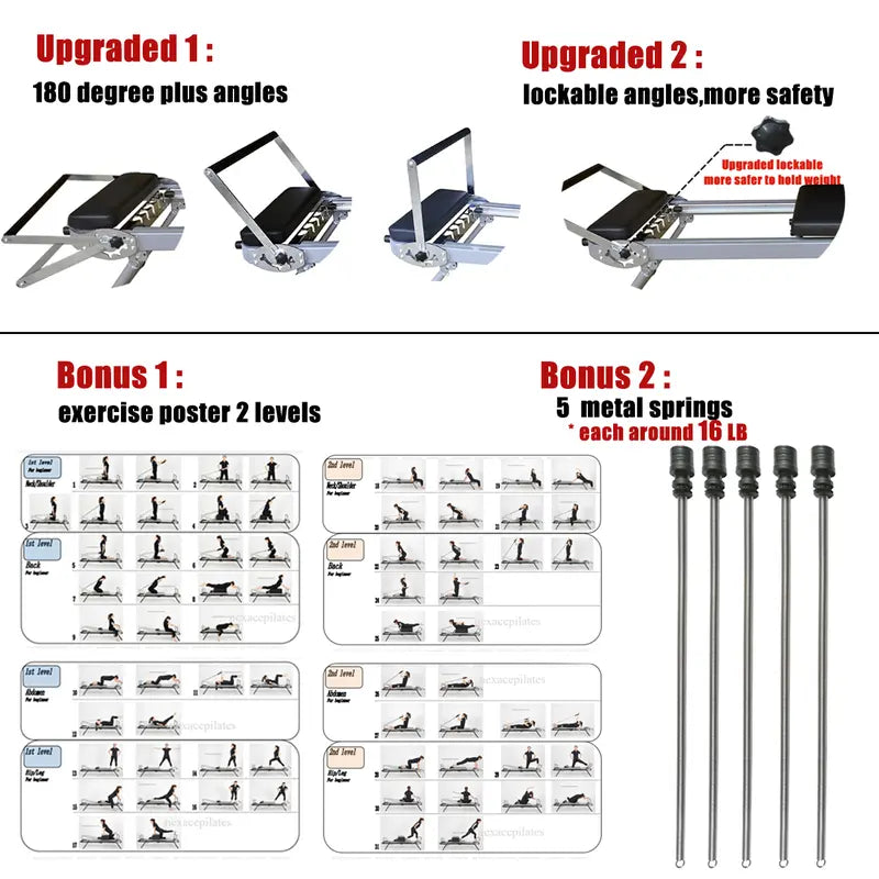 Nexace Pilates Reformer Machine ,Foldable Pilates Machine Equipment for Home