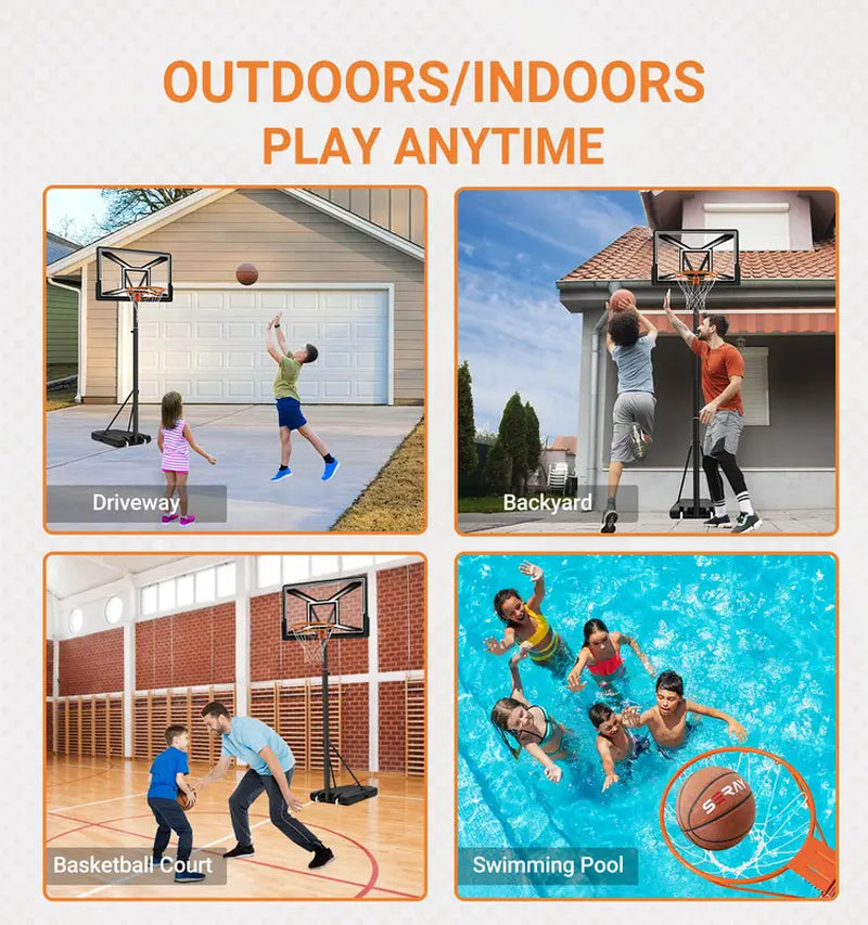 Portable Basketball Hoop Quickly Height Adjusted 4.4-10Ft Outdoor/Indoor with 44 Inch Backboard and Wheels for Adults