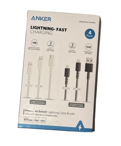 AnkerPowerLine Select+ B8012J11 2 USB-C and 2 USB-A Lightning Cables *OPEN BOX*